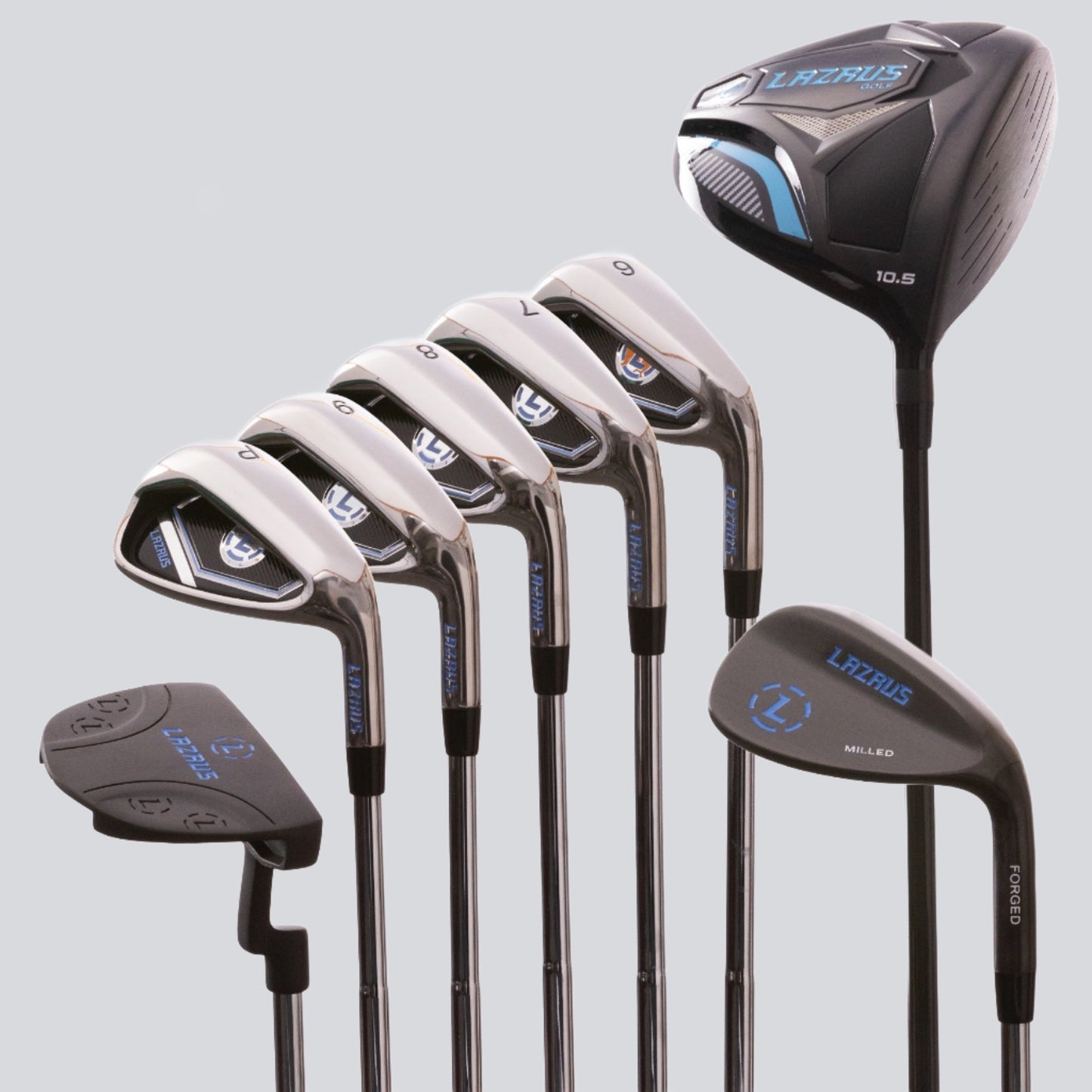 Lazrus Golf 8 pc Set - Driver, 6-PW Irons, 56° Wedge, Putter